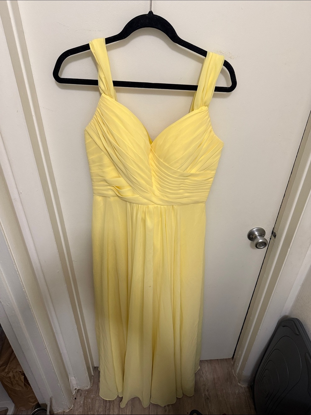 Sunshine Yellow Pleated Maxi Dress with Supportive Straps